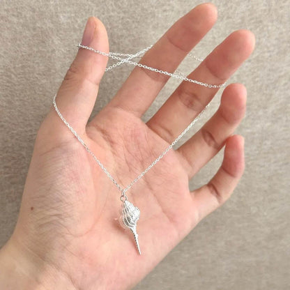 PANJBJ 925 Sterling Silver Conch Necklace For Women Irregular Texture Originality Versatile Jewelry Birthday Gift Dropshipping - Touchy Style