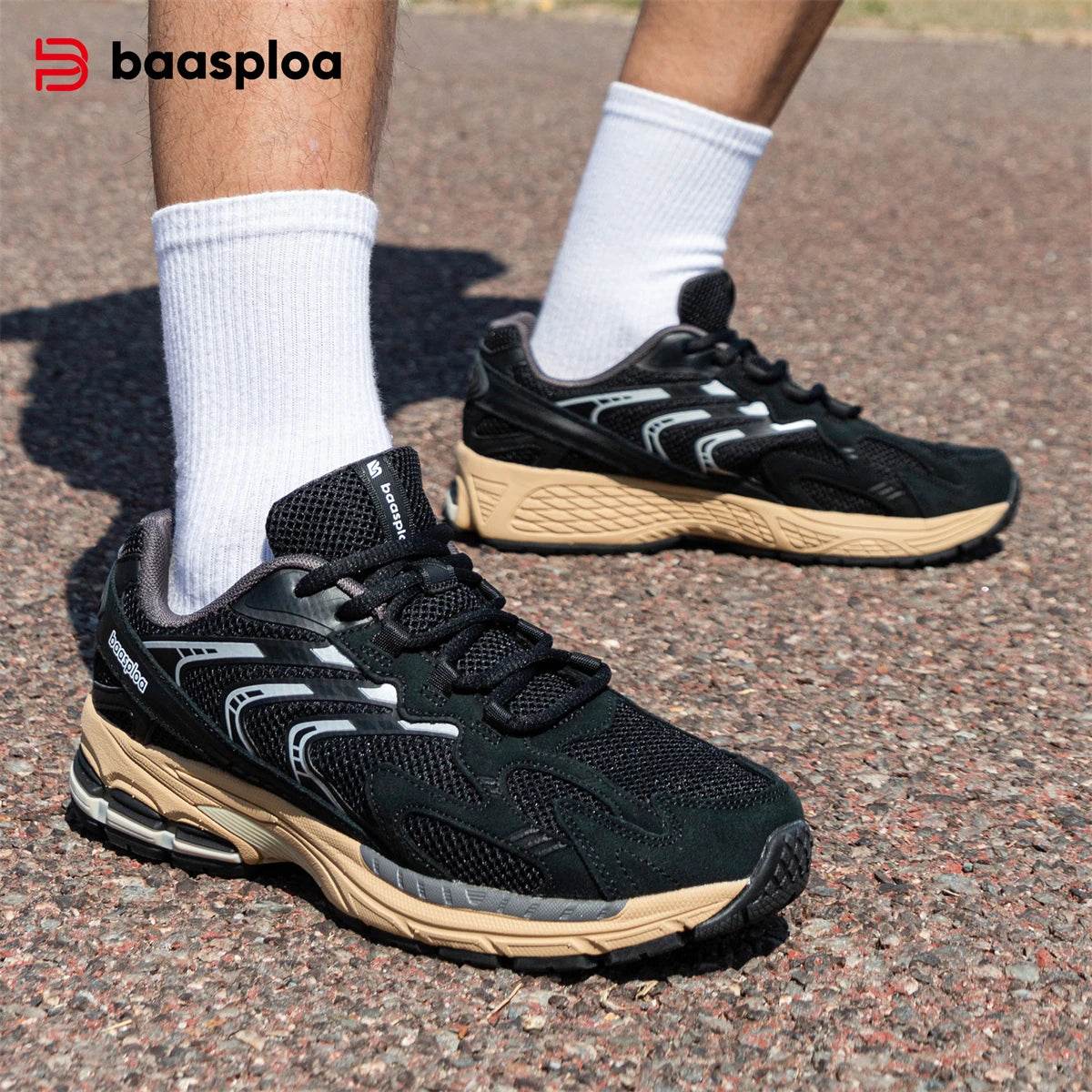 Baasploa Men Sport Shoes Classic Retro Running Shoes Male Mesh Breathable Walking Casual Sneakers Anti-Slip Wear-Resistant - Touchy Style
