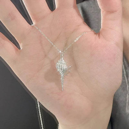 PANJBJ 925 Sterling Silver Conch Necklace For Women Irregular Texture Originality Versatile Jewelry Birthday Gift Dropshipping - Touchy Style