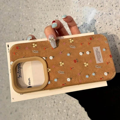 Cute Phone Cases For iPhone 16 Pro Max 15 14 Plus 13 12 11 XS X XR - Branches and Leaves Broken Flowers - Leather Cover - Touchy Style