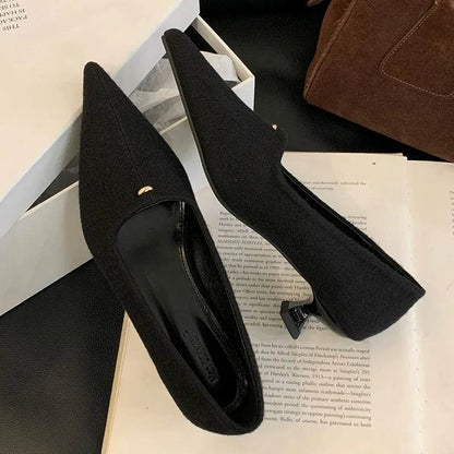 Fashion Flock Pumps Slides Shallow Casual Pointed Toe Ladies Heels Shoes Elegant Women Heeled Shoes Female Slip On Footwear - Touchy Style