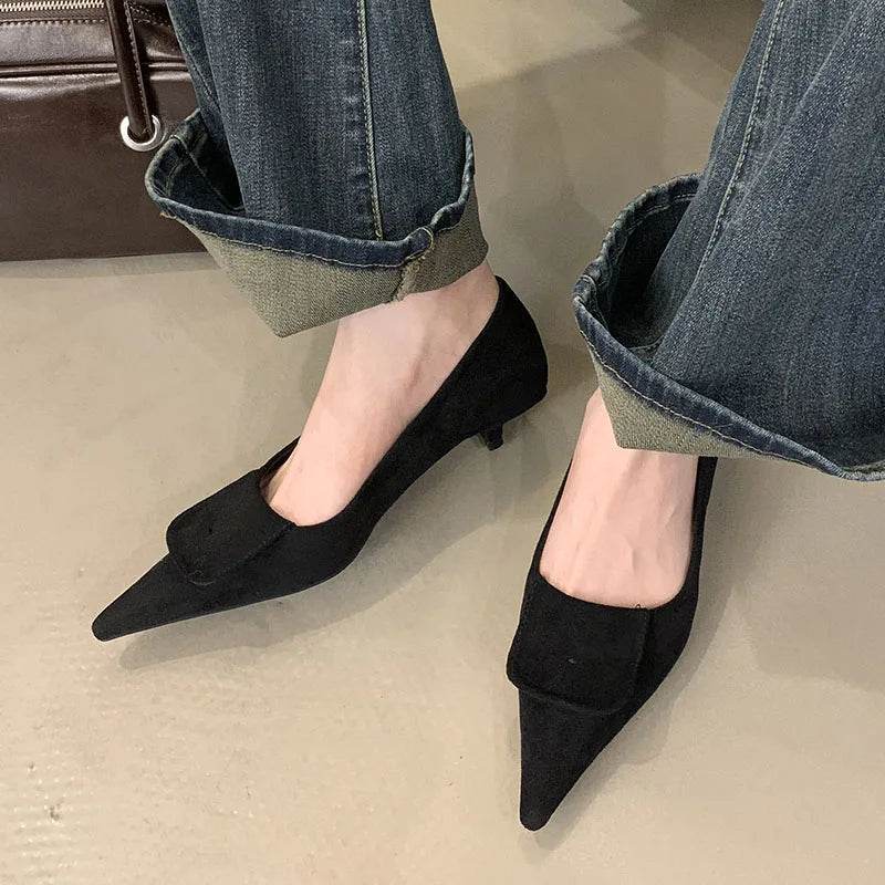 Female Pointed Toe Pumps Ladies Low Heel Shoes Slides Slip On Footwear Fashion Shallow Elegant Women Heeled Shoes Spring Autumn - Touchy Style
