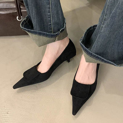 Female Pointed Toe Pumps Ladies Low Heel Shoes Slides Slip On Footwear Fashion Shallow Elegant Women Heeled Shoes Spring Autumn - Touchy Style