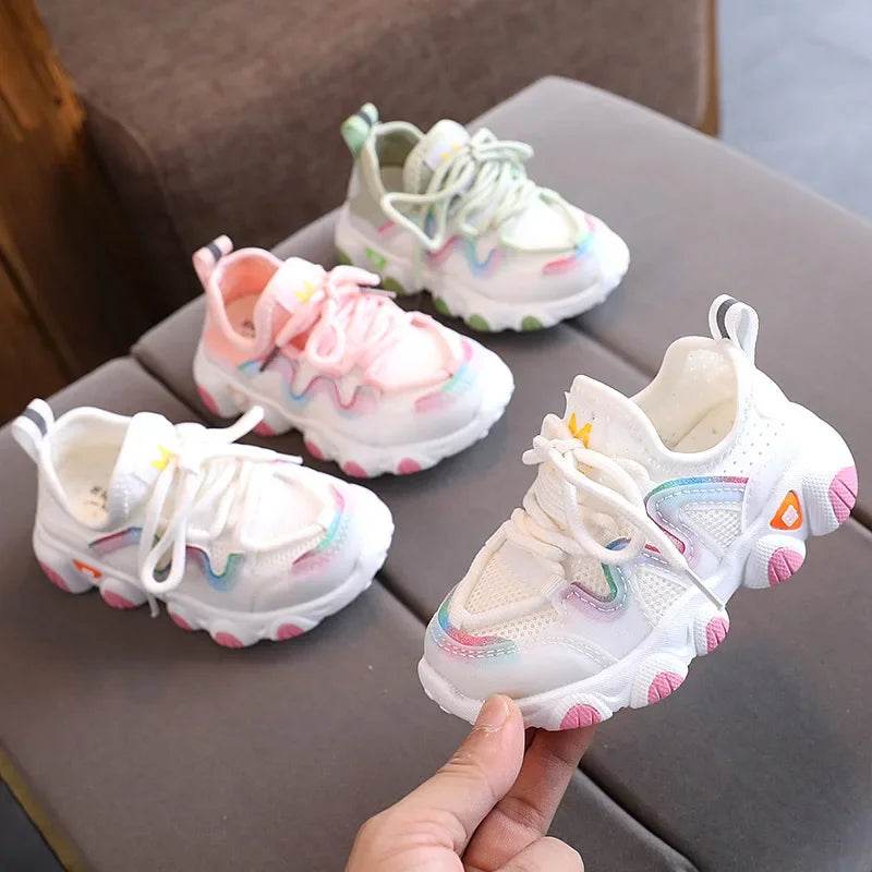 2024 Breathable Toddler Boy Sneakers Stretch Fabric Fashionable Baby Running Shoes Pink School Girl Sports Shoes Sneakers D07083 - Touchy Style