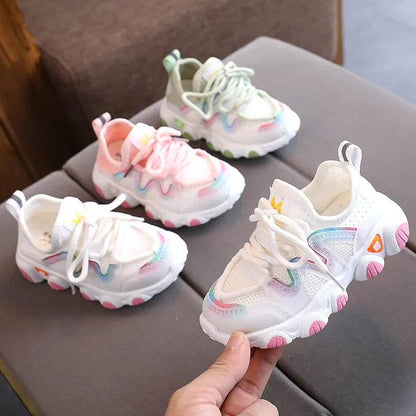 2024 Breathable Toddler Boy Sneakers Stretch Fabric Fashionable Baby Running Shoes Pink School Girl Sports Shoes Sneakers D07083 - Touchy Style