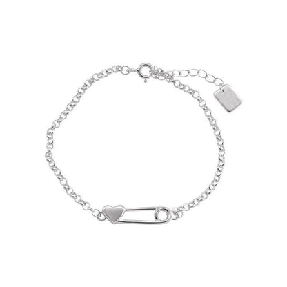 PANJBJ 925 Sterling Silver Love Heart Paper Clip Shape Bracelet for Women Irregular Design Trend Jewelry Gift Dropshipping - Touchy Style
