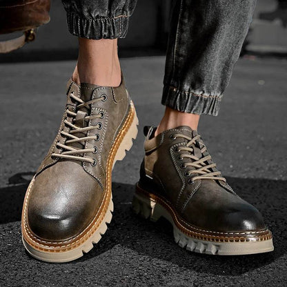 New Genuine Leather Men Boots Cow Leather Upper Durable Sole Lace up Autumn Winter Boots Daily Leisure Outdoor Shoes For Man - Touchy Style