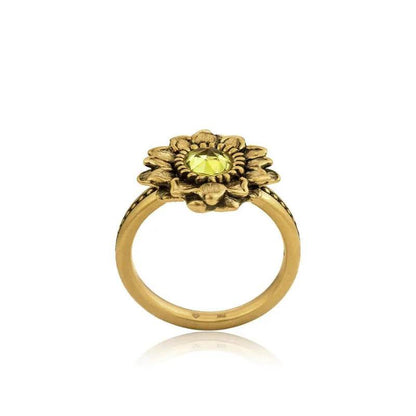 PANJBJ 925 Sterling Silver Sunflower Zircon Rings For Women Retro Design Versatile Finger Jewelry Party Gift Dropshipping - Touchy Style