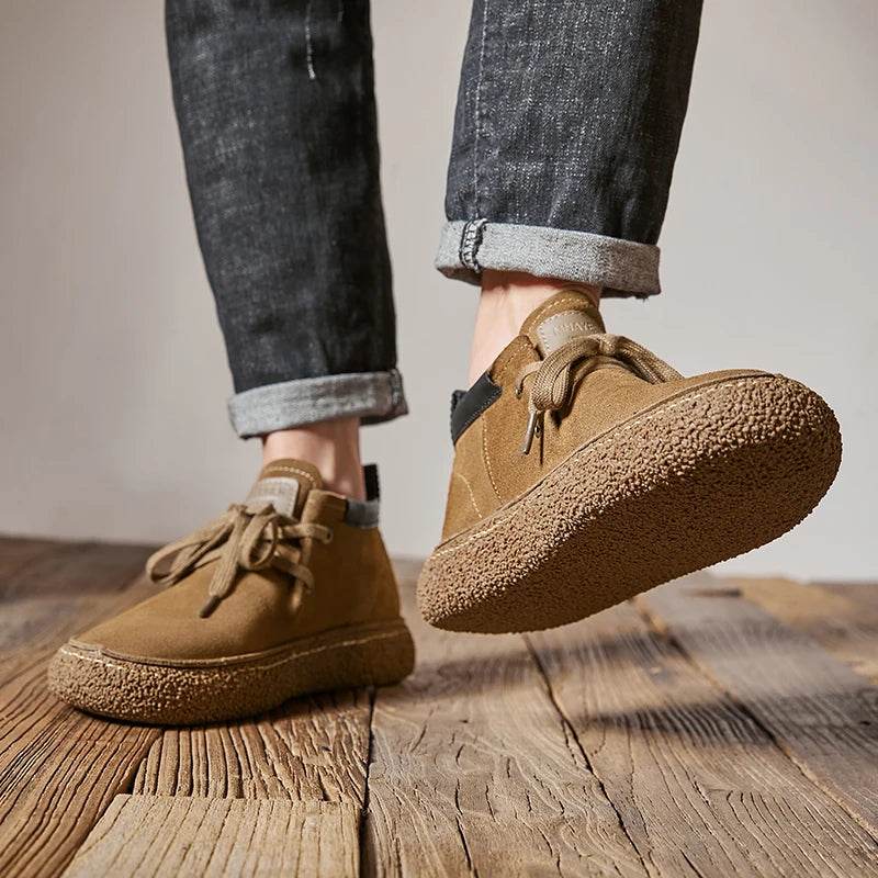 Men Shoes 2024 High Top Sneakers Casual Shoes Fashion Mens Tooling Shoes Retro High Quality Genuine Leather Men Shoes Elegantes - Touchy Style