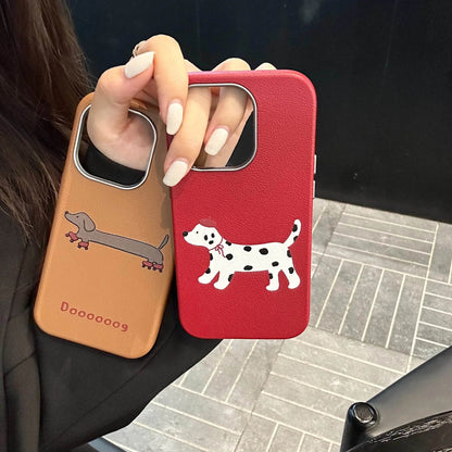 Cute Phone Cases For iPhone 16, 15, 14, 13 Pro Max - Lovely Dogs Pattern - Leather Chic Cover - PC5420 - Touchy Style
