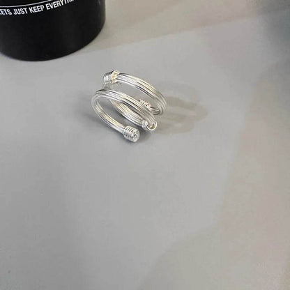 PANJBJ 925 Sterling Silver Weave Texture Rings For Women Twine Three Layers Trend Design Originality Jewelry Gift Dropshipping - Touchy Style