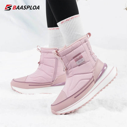 Baasploa Women Cotton Shoes Winter Leather Waterproof Non-Slip Comfortable Warm Plush New Women Outdoor Snow Ankle Boots - Touchy Style