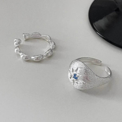 PANJBJ 925 Sterling Silve Frosting Wide Ring for Women Gift Irregular Stars Texture Design Versatile Trend Jewelry Dropshipping - Touchy Style