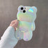 Luxury laser cute 3D bear anti-drop bumper shockproof phone case for iPhone 11 12 13 14 Pro Max shockproof Soft silicone cover - Touchy Style
