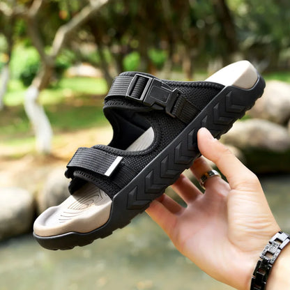 Street Style Men Sandals Fashion Summer Flats Soft Soled Anti Slip Beach Slippers New Casual Outwear Half Drag Wading Aqua Shoes