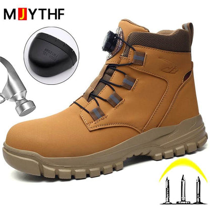 Waterproof Men Boots Rotating Buttons Safety Shoes Men Puncture-Proof Work Boots Steel Toe Shoes Light Indestructible Shoes - Touchy Style