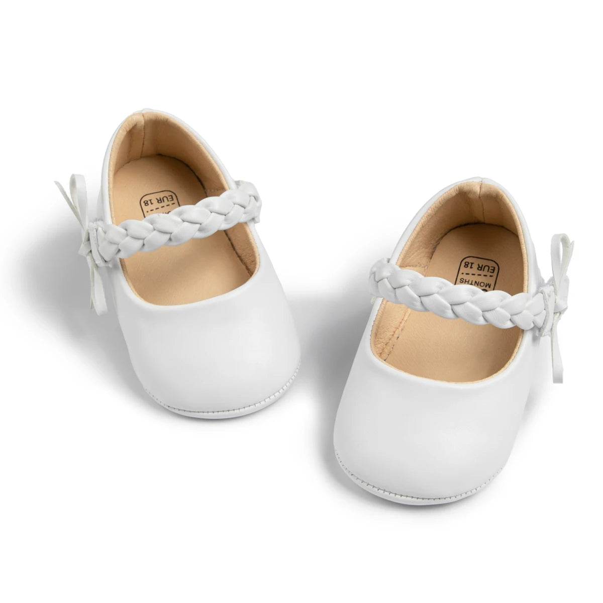 KIDSUN Baby Shoes Newborn Girl Princess PU Toddler Shoes Bow Decor Rubber Sole Anti-Slip First Walker Shoes 0-18M - Touchy Style
