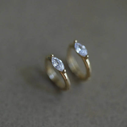 925 Sterling Silver Plated 14K Gold Geometric Zircon Earrings for Women Simple Elegant Exquisite Ear Accessories - Touchy Style