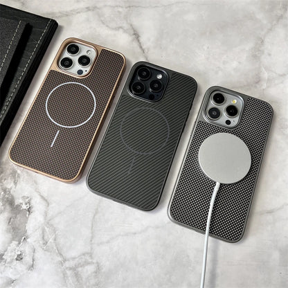 Carbon Fiber Textured Magnetic Phone Case for Magsafe IPhone 16 15 14 13 12 11 Pro Max Plus 16Pro 15Pro IPones Mac Safe Cover