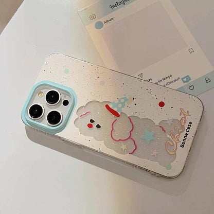 Cute Phone Cases For iPhone 16, 15, 14, 13, 12, 11 Pro Max, 15 Plus - Glitter Lazy Party Puppy - Transparent Cover - IC4011 - Touchy Style