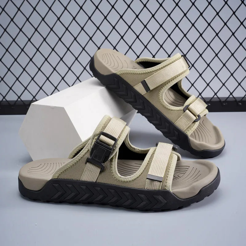 Street Style Men Sandals Fashion Summer Flats Soft Soled Anti Slip Beach Slippers New Casual Outwear Half Drag Wading Aqua Shoes
