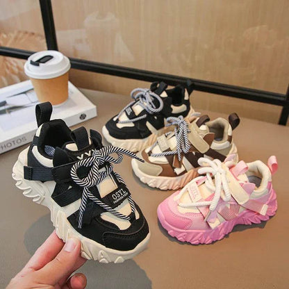 New Arrival Children Sneakers Pretty Silhouette Girl Running Shoes Pink Black Khaki Trendy Kids Shoes Boys Training Shoes G09212 - Touchy Style