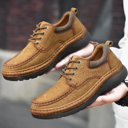Genuine Leather Mens Loafers Anti-slip Rubber Man Casual Shoes Vintage Style Walk Shoes Slip-On Hiking Footwear Luxury Moccasins - Touchy Style