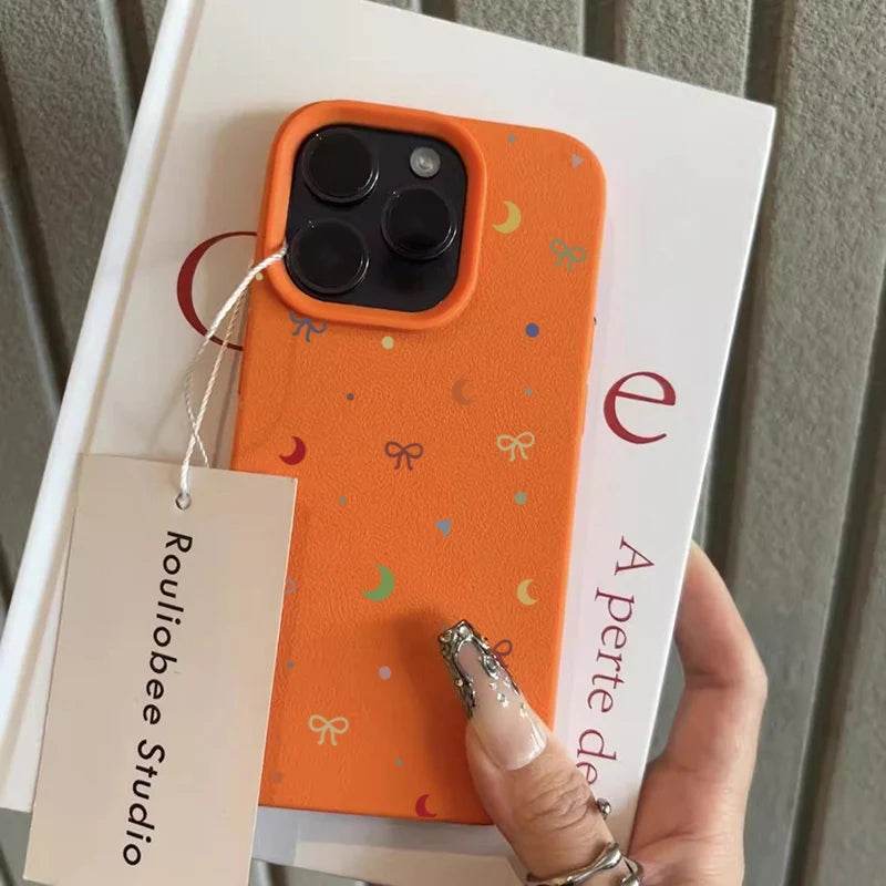Cute Phone Cases For iPhone 11, 12, 13, 14, 15, 16 Pro Max - Colorful Moon Bow Lichee Pattern - Silicone Cover - Touchy Style