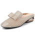 Summer Mesh Crystal Slippers Women Breathable Outer Wear Flat Sandals Closed Toe Soft Bottom Large Size Women Slide - Touchy Style
