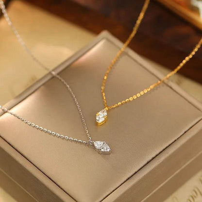 925 Sterling Silver Simple Water Drop Zircon Pendant Necklace for Women High Quality Exquisite Wedding Jewelry Accessories - Touchy Style