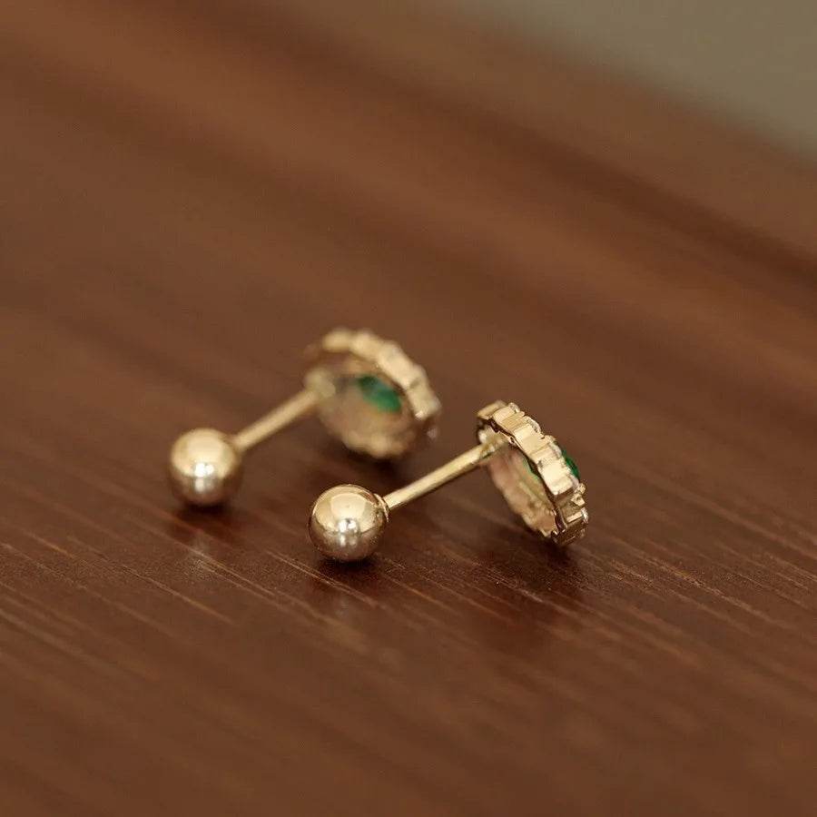 925 Sterling Silver Plated 14K Gold Retro Green Zircon Earrings for Women Exquisite Party Jewelry Gifts - Touchy Style