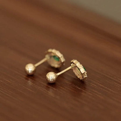 925 Sterling Silver Plated 14K Gold Retro Green Zircon Earrings for Women Exquisite Party Jewelry Gifts - Touchy Style