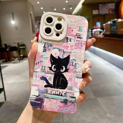 Cute Phone Cases For iPhone 16, 15, 13, 14 Pro Max, 12, 11, XS, XR, 7, 8 Plus, SE 2020 - Cool Cat Silicone - Candy Soft Bumper Cover - Touchy Style