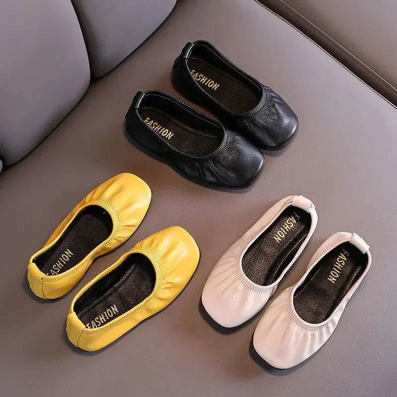 Princess Girls Flat Shoes Breathable Soft PU Leather Dress Shoes for Party Ballet Dance Slip-on Overshoes Casual Moccasin F12282 - Touchy Style