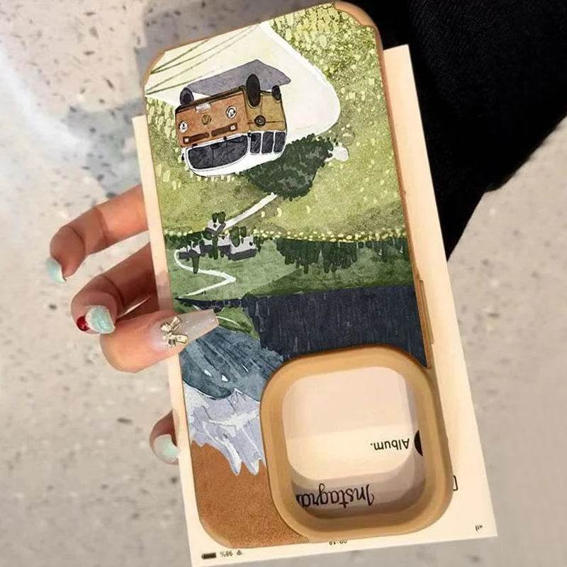 Cute Phone Cases For iPhone 11, 12, 13, 14, 15, 16 Pro Max, 11 Plus, XS, X, XR - Drive Travel Landscape Pattern - Leather Bumper Cover - Touchy Style