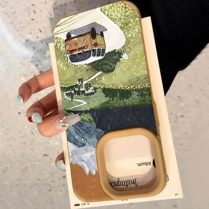 Cute Phone Cases For iPhone 11, 12, 13, 14, 15, 16 Pro Max, 11 Plus, XS, X, XR - Drive Travel Landscape Pattern - Leather Bumper Cover - Touchy Style