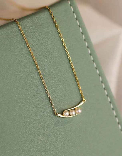 925 Sterling Silver Necklace Charm Jewelry - Geometric Pearl Pendant - xl864 - Touchy Style