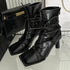 Spring Autumn Design Cross- Strap Women Ankle Boots Punk Style Square Toe High Heels Zipper Booties Shoes - Touchy Style
