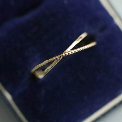 925 Sterling Silver Plated 14K Gold Simple Line Ring for Women Korean Fashion Temperament Everyday Jewelry Accessories - Touchy Style