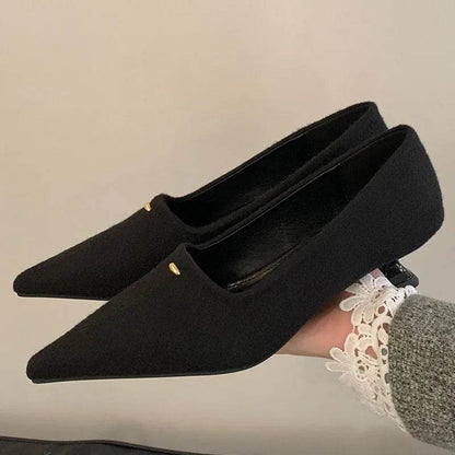 Fashion Flock Pumps Slides Shallow Casual Pointed Toe Ladies Heels Shoes Elegant Women Heeled Shoes Female Slip On Footwear - Touchy Style