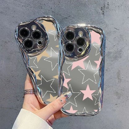 Cute Phone Cases For iPhone 11, 12 Pro, 13, 14 Pro Max, and 14 Plus - Plating Sliver, StarS, 3D Heart, Bow Keychain - TSP375