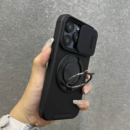 Slide Camera Protection for Magnetic Bracket Armor Case for iPhone 16 11 12 13 14 15 Pro Max 16 Plus Magsafe Durable Hard Cover - Touchy Style