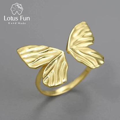 Lotus Fun 18K Gold Adjustable Vintage Butterfly Dating Rings for Women Gift Real 925 Sterling Silver Luxury Quality Fine Jewelry - Touchy Style