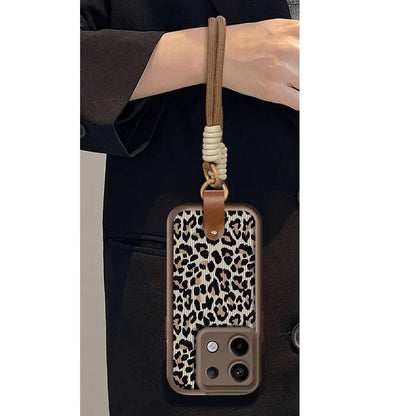 Cute Phone Cases for iPhone 7, 8, 8 Plus, X, XR, XS, XS Max, 11, 12, 13, 14, 15, and 16, Pro and Pro Max - Leopard Pattern with Wrist Strap - TSP474