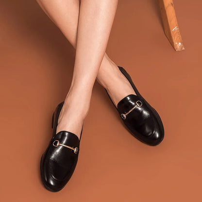 BEAUTODAY Dress Shoes Women Loafers Cow Leather Sheepskin Rubber Formal Business Suit Ladies 2024 Spring Autumn Handmade 27171