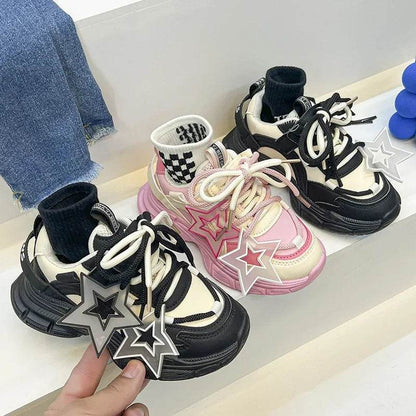 Star Shape Decos Stylish Children Casual Sneaker Comfortable Non-slip Jogging Shoes Child Chunky Sneakers for Girls Kids H02019 - Touchy Style
