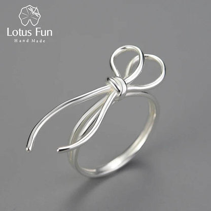Lotus Fun 18K Gold Exquisite Lovely Knot Long Tassel Dating Rings for Women Gift Real 925 Sterling Silver Original Fine Jewelry - Touchy Style