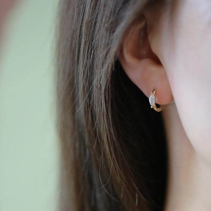925 Sterling Silver Plated 14K Gold Geometric Zircon Earrings for Women Simple Elegant Exquisite Ear Accessories - Touchy Style