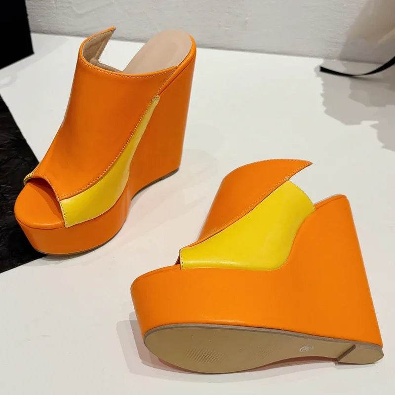 Street Style Peep Toe Solid Platform Wedges Woman Slippers Fashion Thick Bottom Casual Slides Shoes Zapatos De Mujer - Touchy Style
