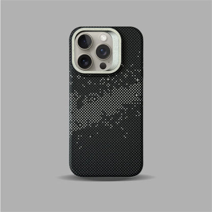 Cute Phone Cases For iPhone 16 Plus, 15, 14, and 13 Pro Max - With Metal Holder - Carbon Fiber Pattern - TSP420